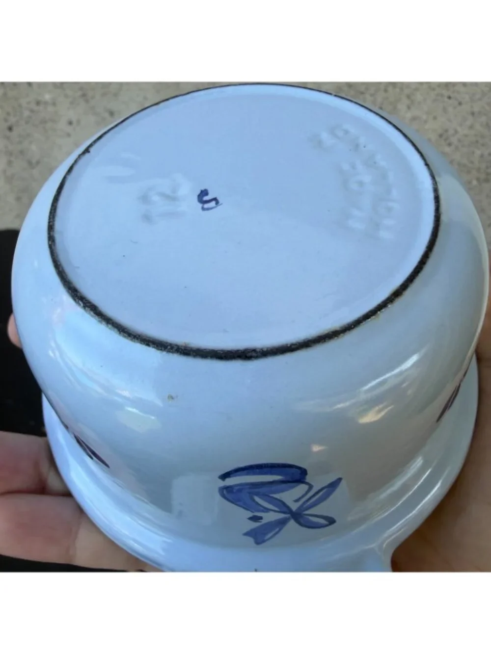 VTG #12 Holland Blue Tulip Enameled Cast Iron Casserole Dish Dutch Oven